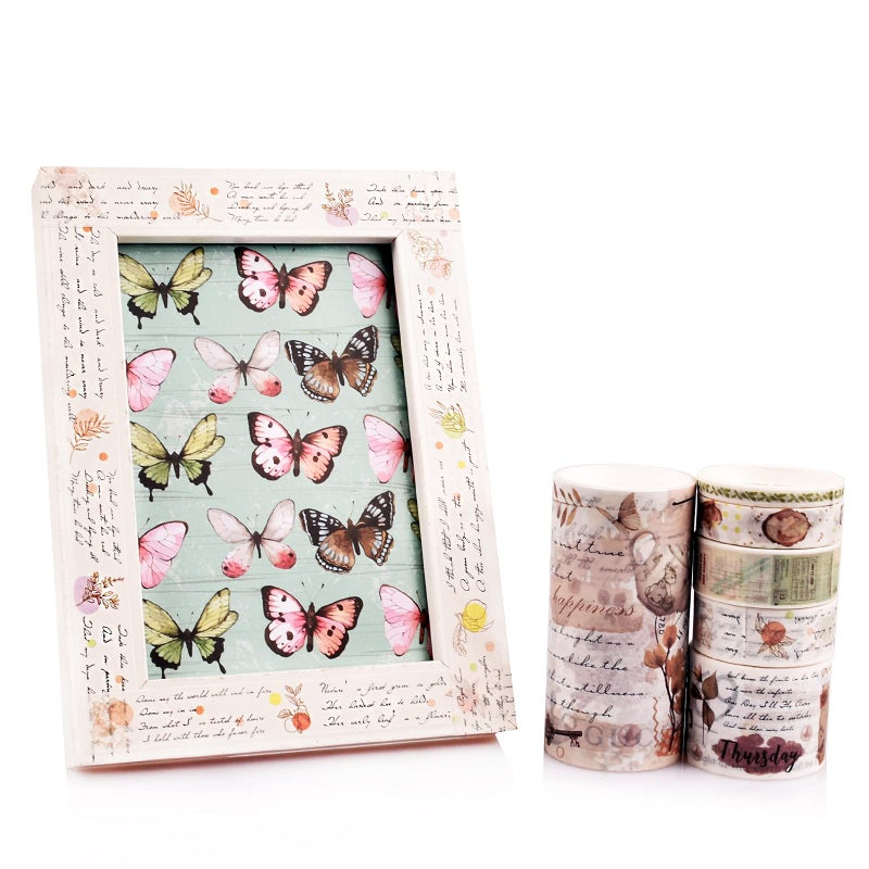 DAPUTOU 18 Rolls Vintage Washi Tape Set 75/30/15/10/5mm Wide Floral Map Stamp Letter Antique Retro Decorative Masking Tape Sets for Scrapbook  Craft Kids Scrapbooking Supplies - Image 3